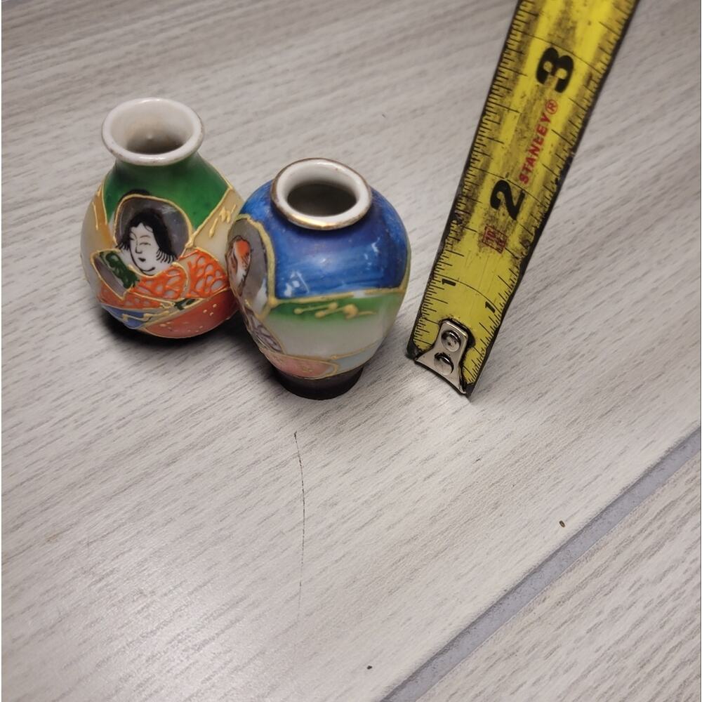 Vintage 1950-59 Handpaited Miniature Satsuma Vase Occupied Japan Bud Vase - Picture 7 of 7